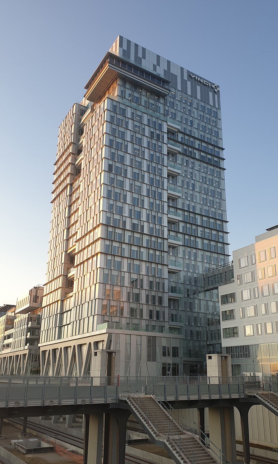 The Vinci SA headquarters, a skyscraper office building.