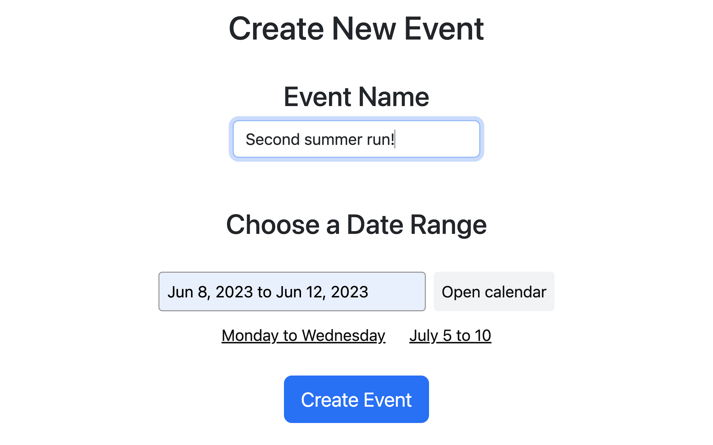 a screenshot of the when2speech create event page